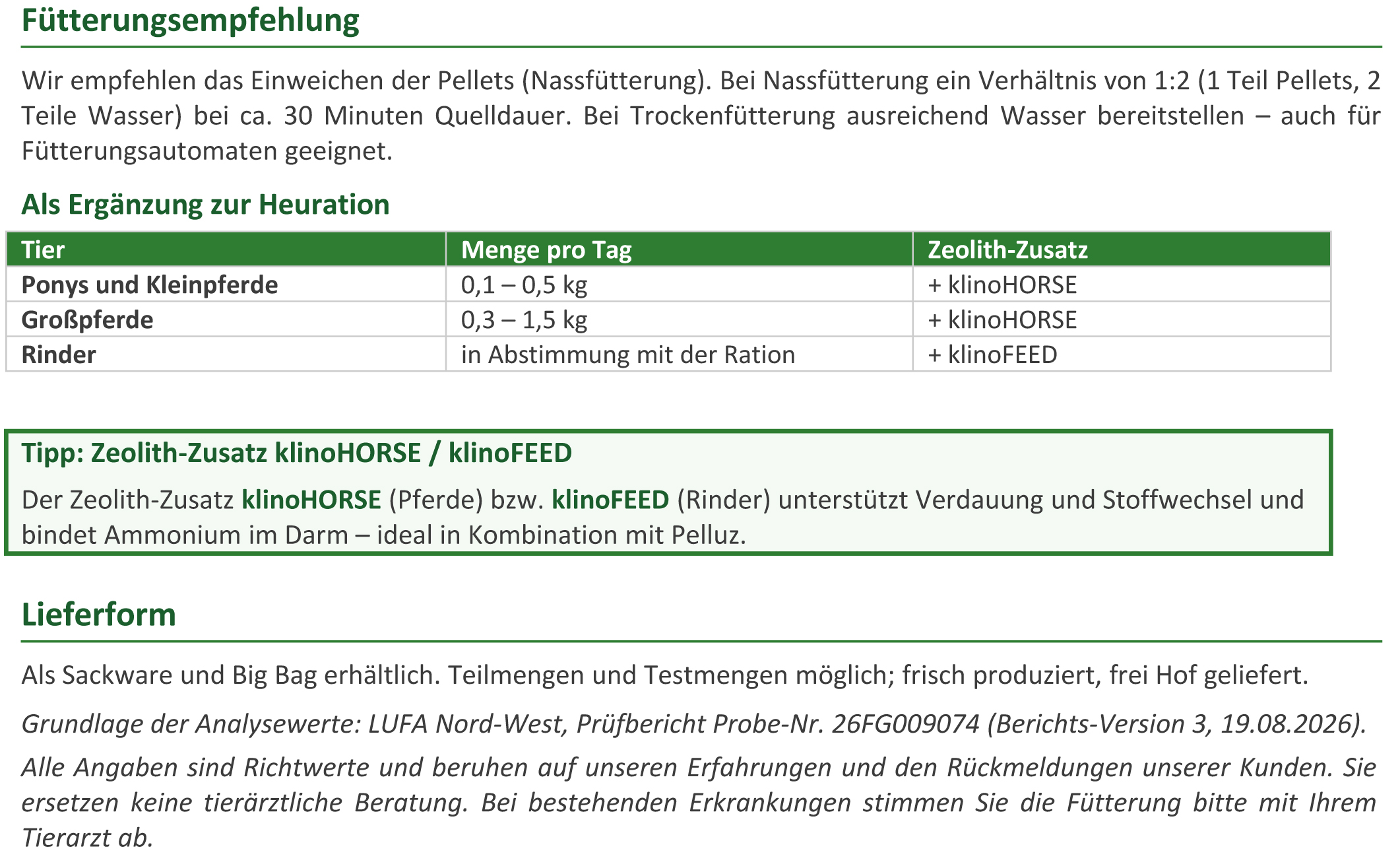 480kg Futtermittel: Luzerne-Pellets / Luzerne-Cobs