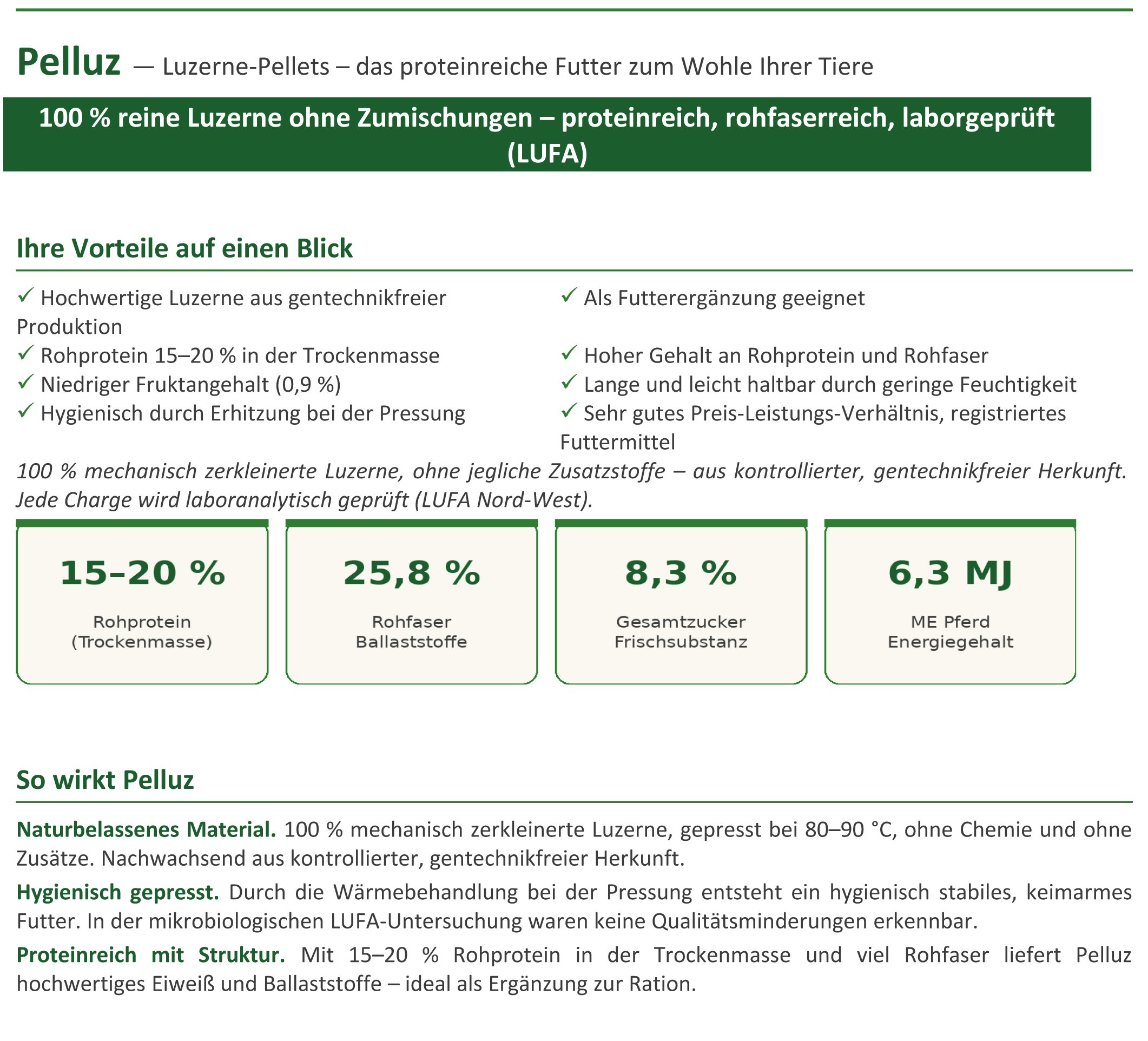 480kg Futtermittel: Luzerne-Pellets / Luzerne-Cobs