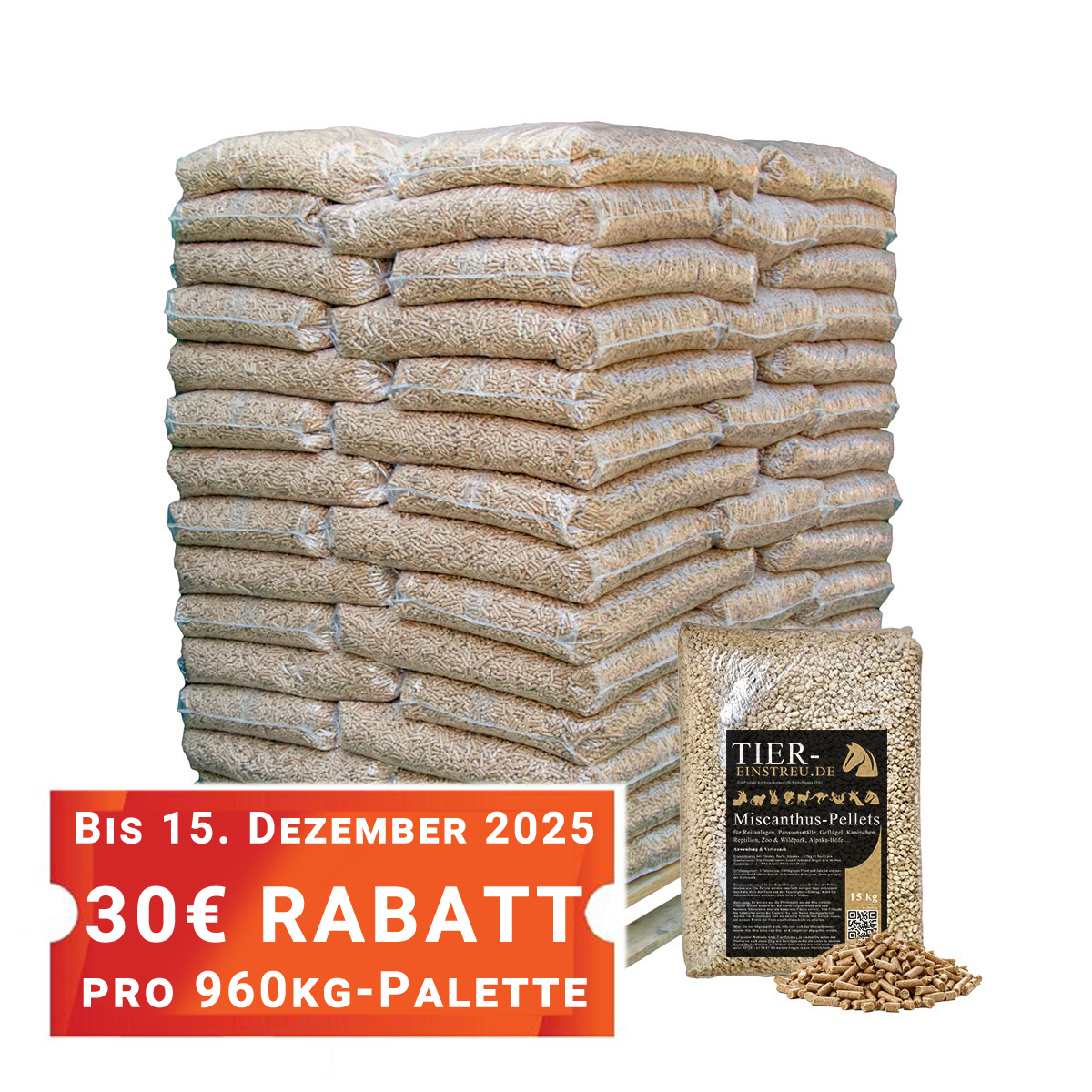 960kg Pferdeeinstreu-Pellets aus Miscanthus