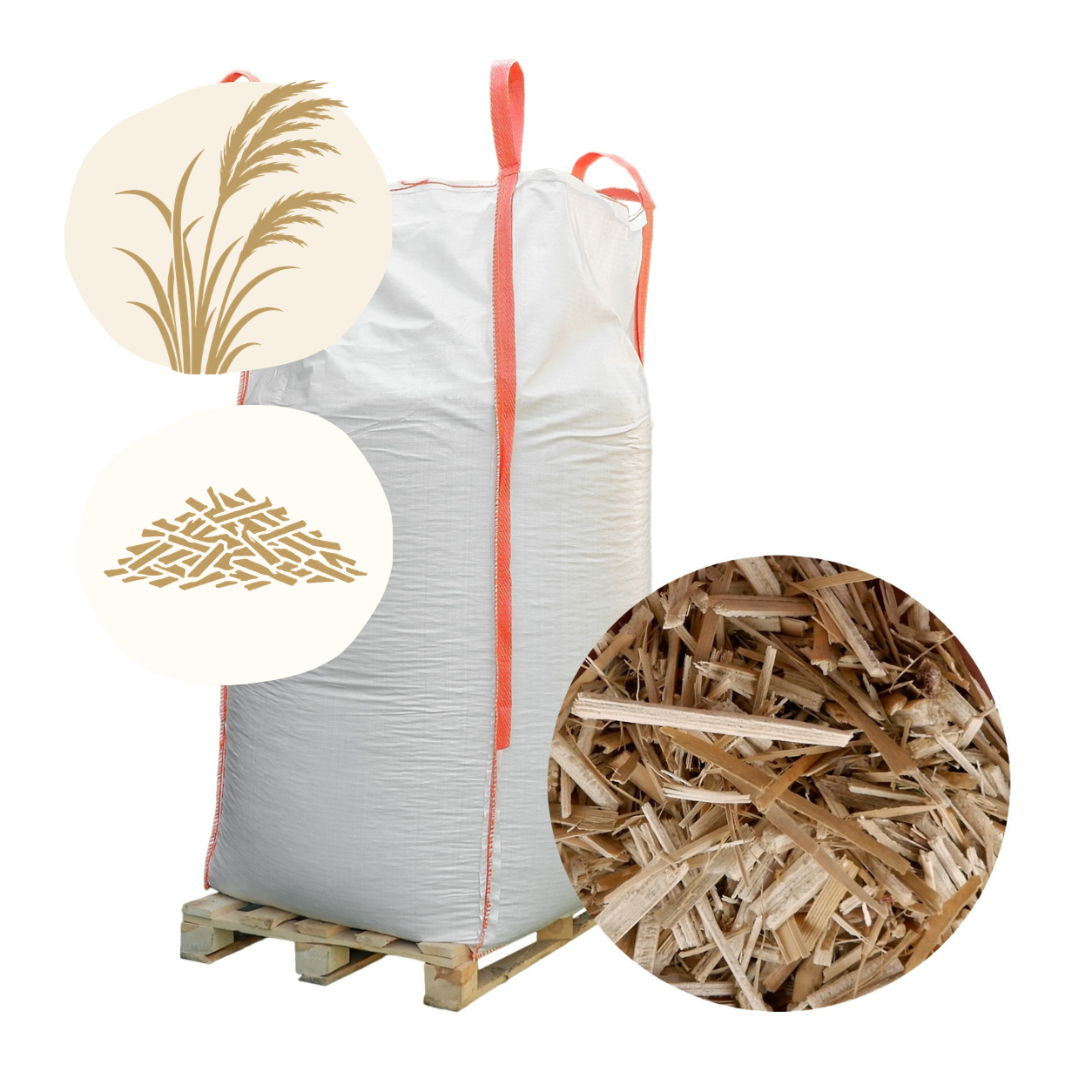 ca. 1500L BigBag: Einstreu-Häcksel aus Miscanthus / Chinaschilf / Elefantengras