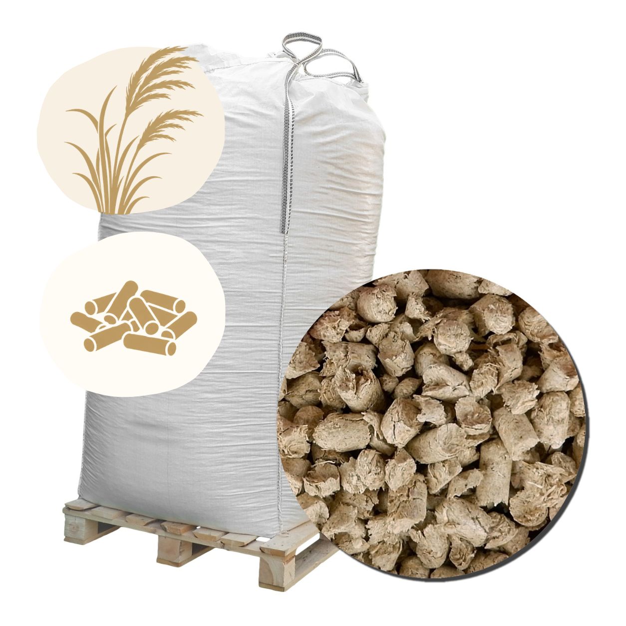 1000kg BigBag: Einstreu-Pellets aus Miscanthus / Chinaschilf / Elefantengras