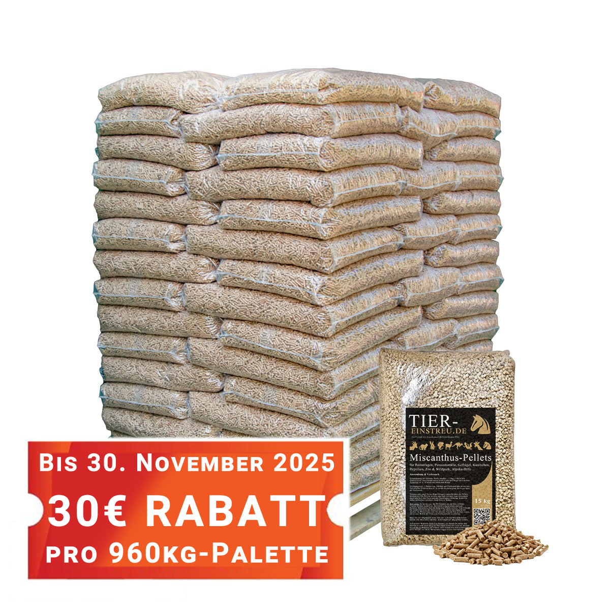 960kg Pferdeeinstreu-Pellets aus Miscanthus