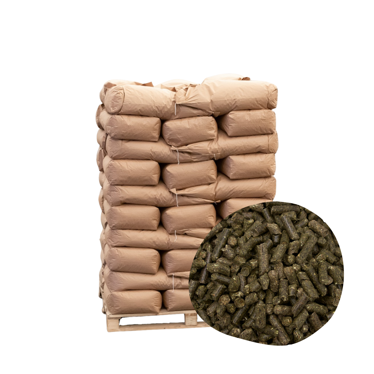 900kg Futtermittel: Heu-Pellets im 20kg Papiersack