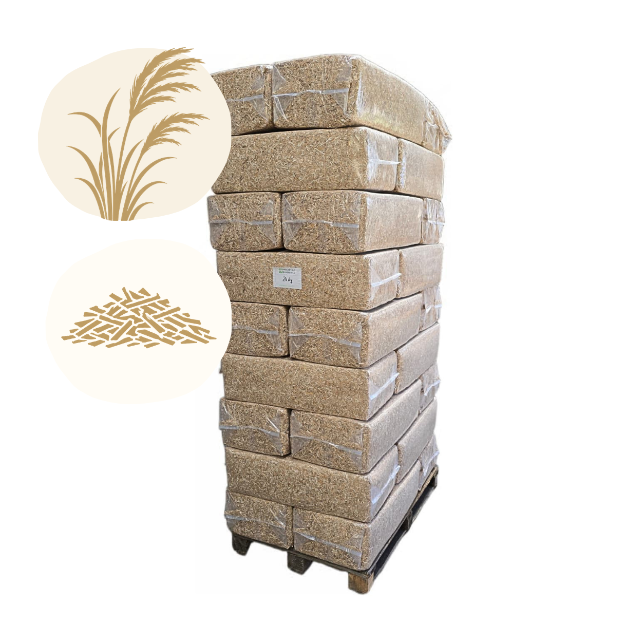 480kg (24x20kg Ballen) Einstreu-Häcksel aus Miscanthus / Chinaschilf / Elefantengras